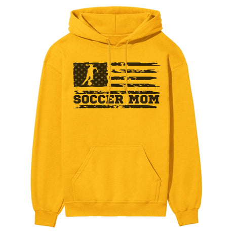 Soccer Mom Horizontal Flag on a Hoodie with a Black Graphic