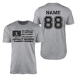 Softball Grandpa Horizontal Flag With Softball Player Name on a Men's T-Shirt with a Black Graphic