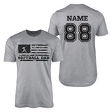 Softball Dad Horizontal Flag With Softball Player Name on a Men's T-Shirt with a Black Graphic