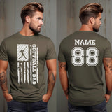 Softball Dad Vertical Flag With Softball Player Name on a Men's T-Shirt with a White Graphic