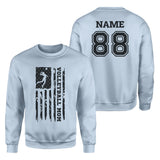 Volleyball Mom Vertical Flag With Volleyball Player Name on a Sweatshirt with a Black Graphic