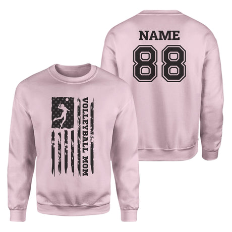 Volleyball Mom Vertical Flag With Volleyball Player Name on a Sweatshirt with a Black Graphic