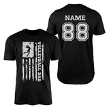 Volleyball Dad Vertical Flag With Volleyball Player Name on a Men's T-Shirt with a White Graphic