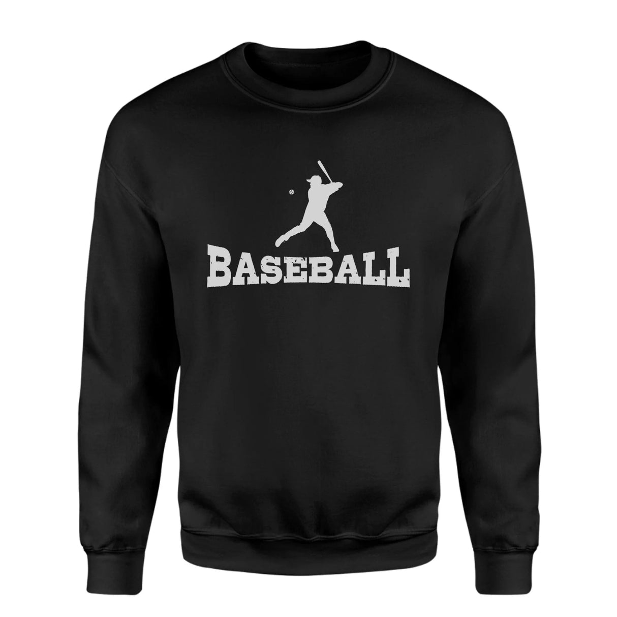 Basic Baseball with Baseball Player Icon on a Sweatshirt with a White Graphic