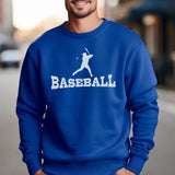 Basic Baseball with Baseball Player Icon on a Sweatshirt with a White Graphic