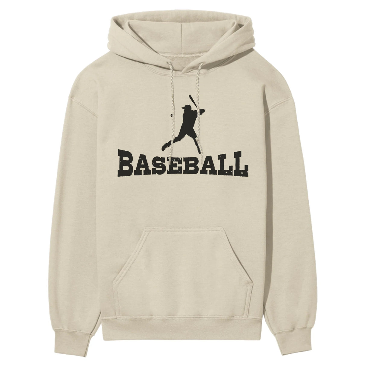 Basic Baseball with Baseball Player Icon on a Hoodie with a Black Graphic