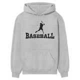 Basic Baseball with Baseball Player Icon on a Hoodie with a Black Graphic