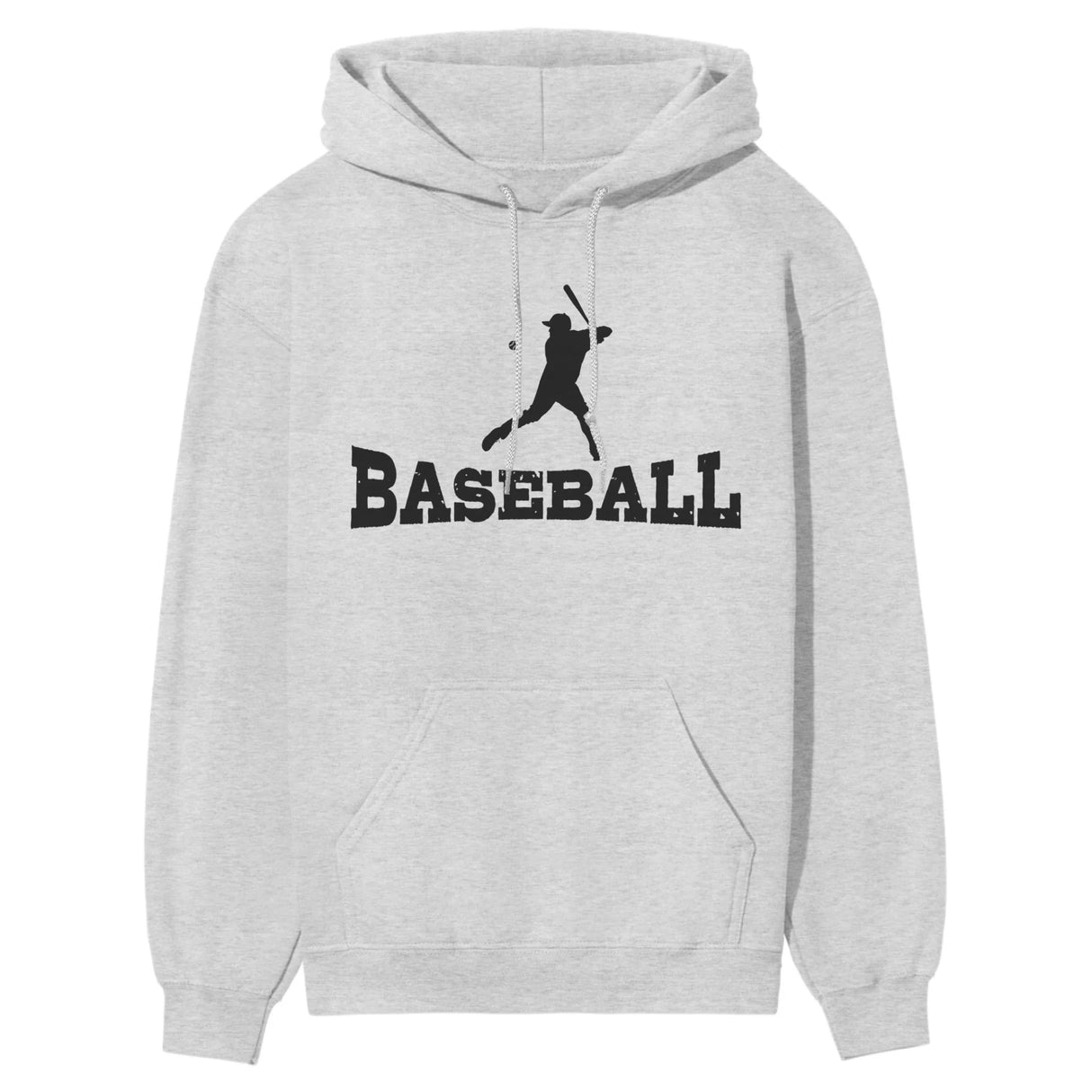 Basic Baseball with Baseball Player Icon on a Hoodie with a Black Graphic