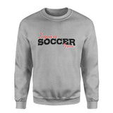 Custom Soccer Mascot and Soccer Player Name on a Sweatshirt with a Black Graphic