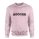 Custom Soccer Mascot and Soccer Player Name on a Sweatshirt with a Black Graphic