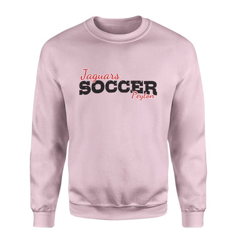 Custom Soccer Mascot and Soccer Player Name on a Sweatshirt with a Black Graphic