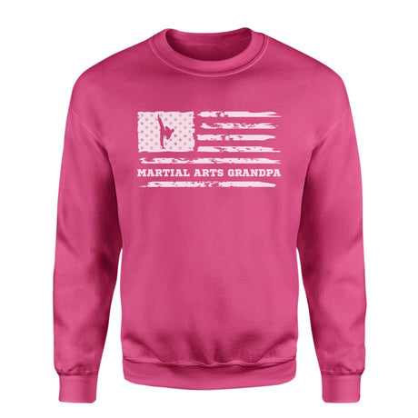 Martial Arts Grandpa Horizontal Flag on a Sweatshirt with a White Graphic