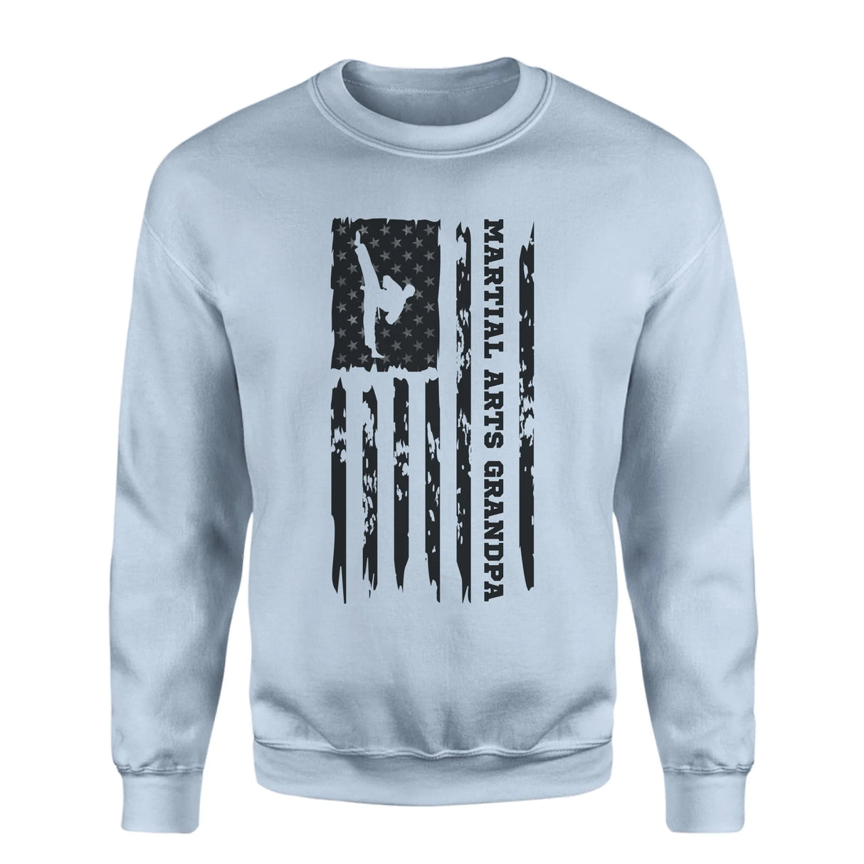 Martial Arts Grandpa Vertical Flag on a Sweatshirt with a Black Graphic