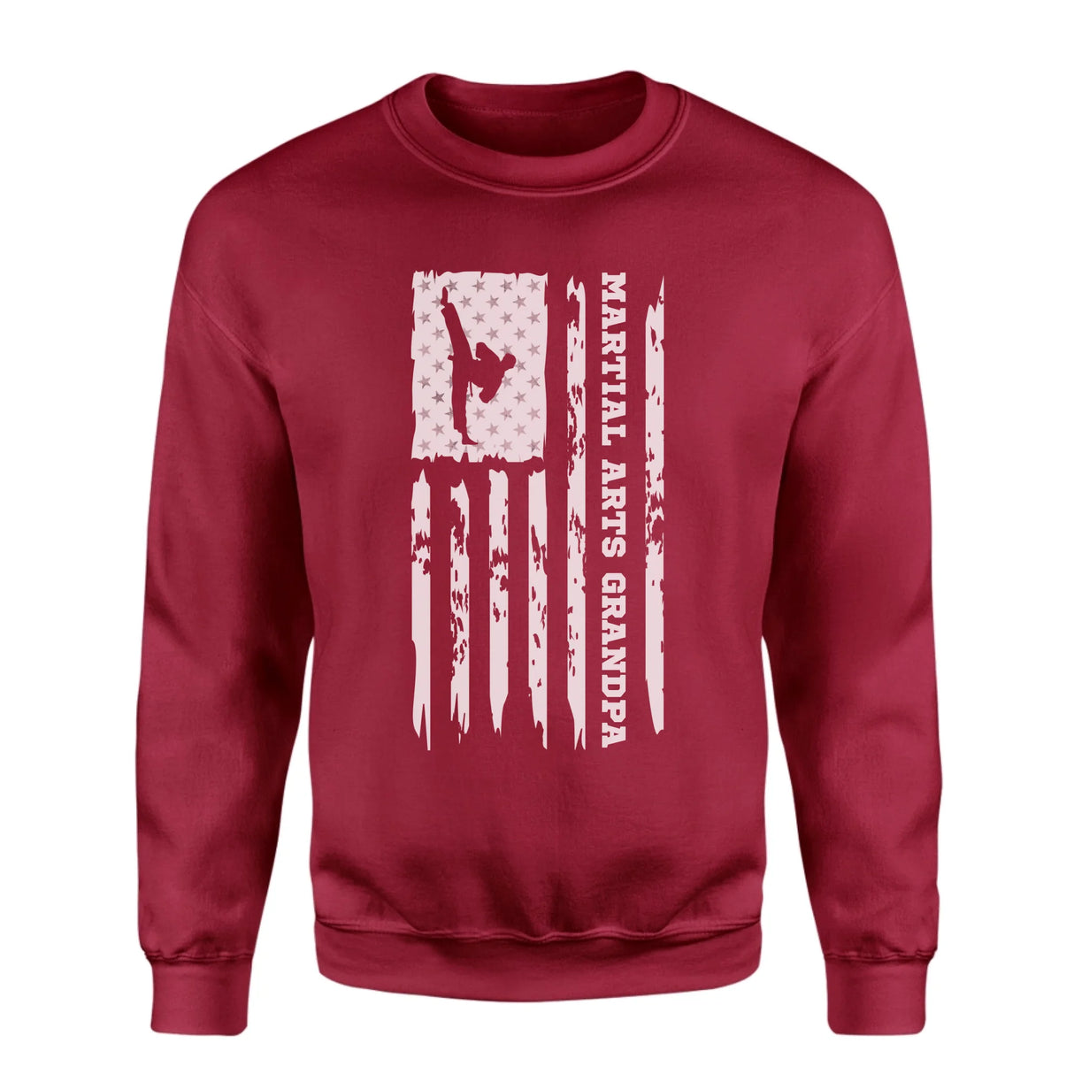 Martial Arts Grandpa Vertical Flag on a Sweatshirt with a White Graphic