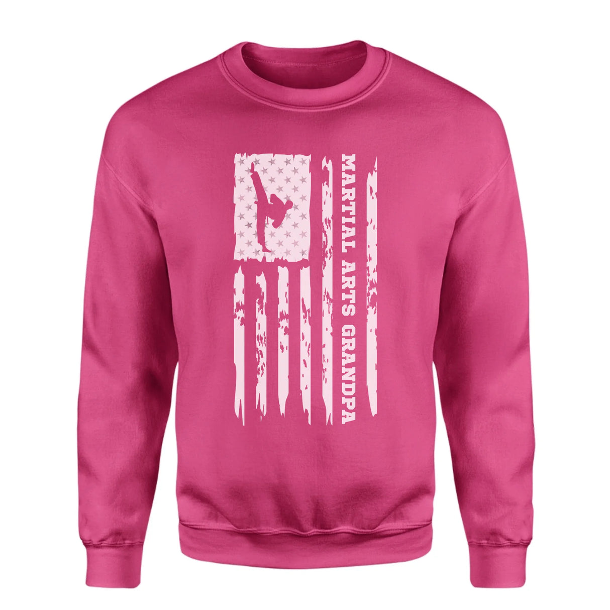 Martial Arts Grandpa Vertical Flag on a Sweatshirt with a White Graphic