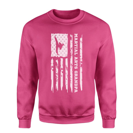 Martial Arts Grandpa Vertical Flag on a Sweatshirt with a White Graphic