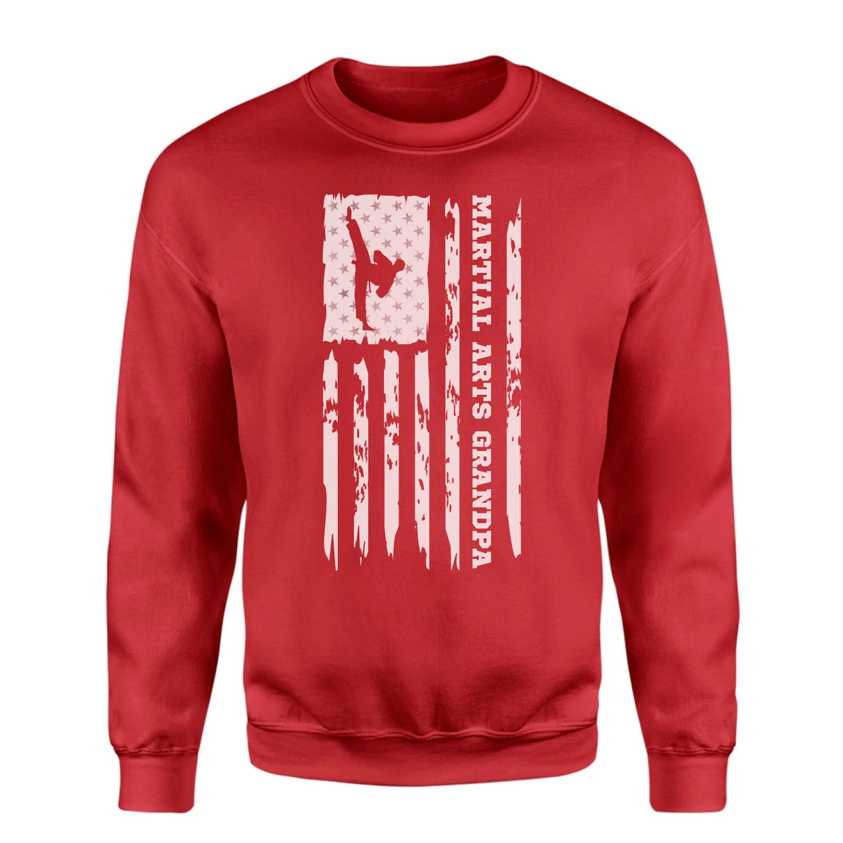 Martial Arts Grandpa Vertical Flag on a Sweatshirt with a White Graphic