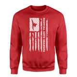 Martial Arts Grandpa Vertical Flag on a Sweatshirt with a White Graphic