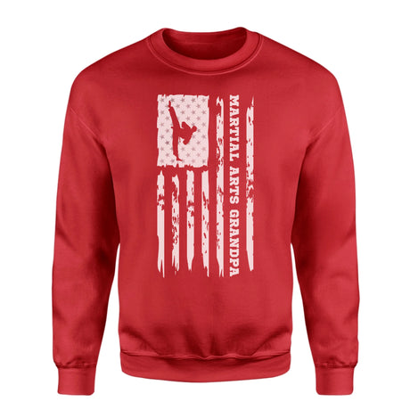 Martial Arts Grandpa Vertical Flag on a Sweatshirt with a White Graphic
