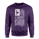 Martial Arts Grandpa Vertical Flag on a Sweatshirt with a White Graphic