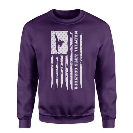 Martial Arts Grandpa Vertical Flag on a Sweatshirt with a White Graphic