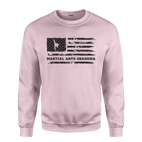 Martial Arts Grandma Horizontal Flag on a Sweatshirt with a Black Graphic