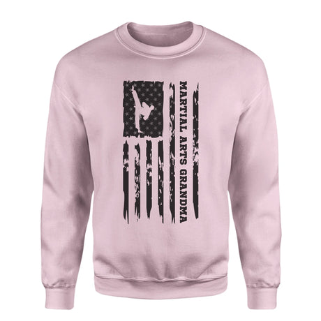 Martial Arts Grandma Vertical Flag on a Sweatshirt with a Black Graphic