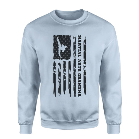Martial Arts Grandma Vertical Flag on a Sweatshirt with a Black Graphic