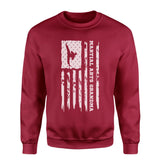 Martial Arts Grandma Vertical Flag on a Sweatshirt with a White Graphic