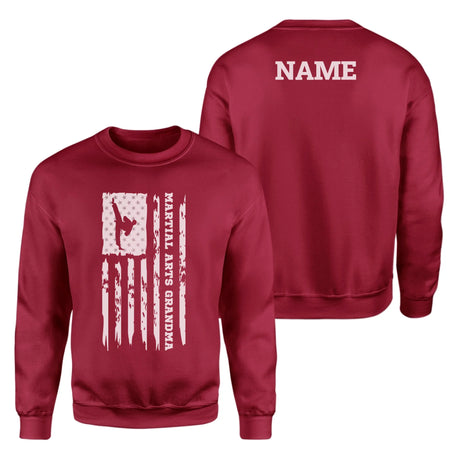 Martial Arts Grandma Vertical Flag With Martial Artist Name on a Sweatshirt with a White Graphic