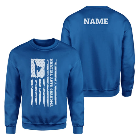 Martial Arts Grandma Vertical Flag With Martial Artist Name on a Sweatshirt with a White Graphic