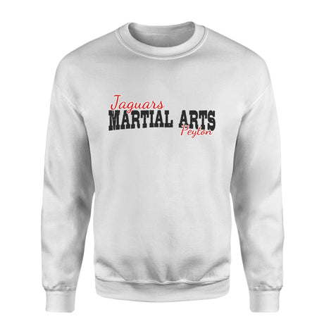 Custom Martial Arts Mascot and Martial Artist Name on a Sweatshirt with a Black Graphic
