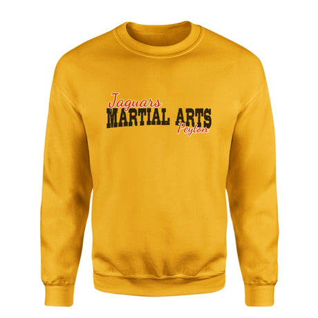 Custom Martial Arts Mascot and Martial Artist Name on a Sweatshirt with a Black Graphic