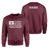 Martial Arts Mom Horizontal Flag With Martial Artist Name on a Sweatshirt with a White Graphic