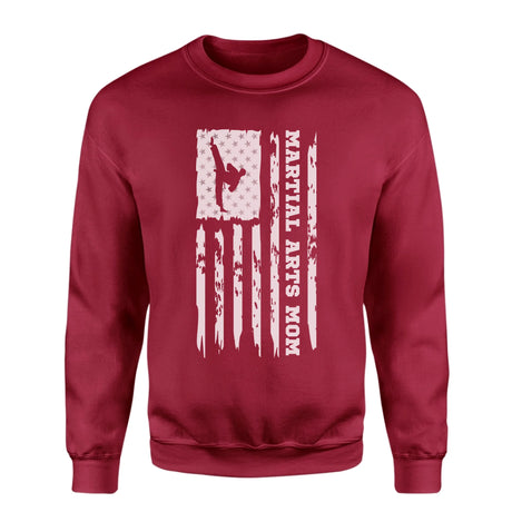 Martial Arts Mom Vertical Flag on a Sweatshirt with a White Graphic