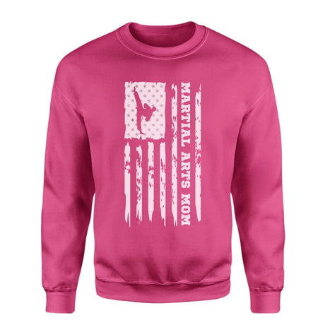 Martial Arts Mom Vertical Flag on a Sweatshirt with a White Graphic