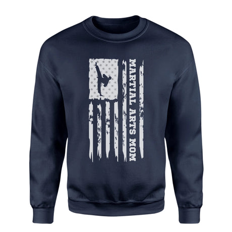Martial Arts Mom Vertical Flag on a Sweatshirt with a White Graphic