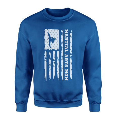 Martial Arts Mom Vertical Flag on a Sweatshirt with a White Graphic