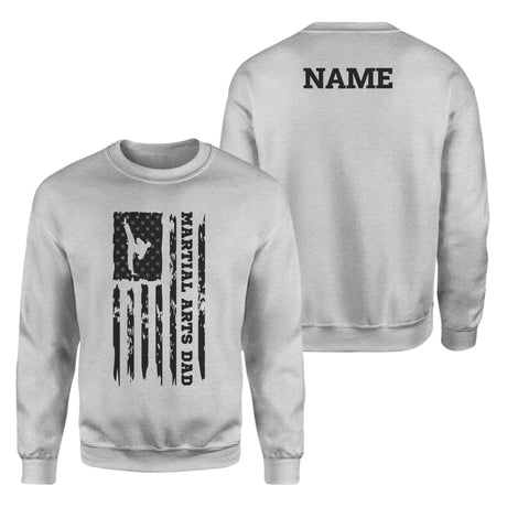 Martial Arts Dad Vertical Flag With Martial Artist Name on a Sweatshirt with a Black Graphic