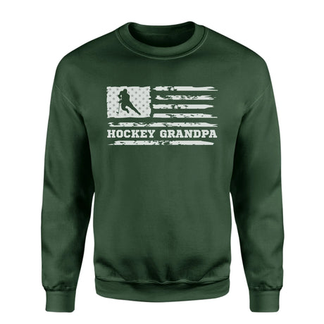 Hockey Grandpa Horizontal Flag on a Sweatshirt with a White Graphic