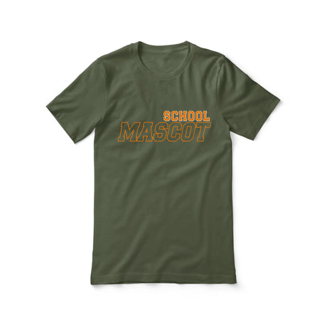 Custom School Spirit Shirt With School and Mascot with Outline Design on a Unisex T-Shirt