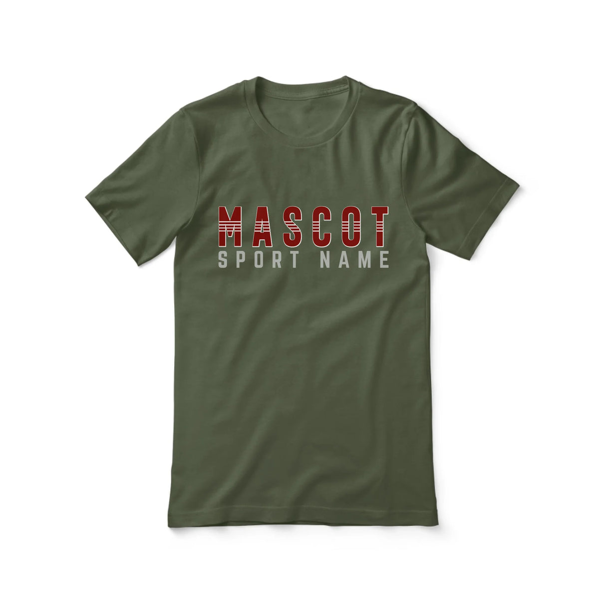 Custom School Spirit Shirt With Mascot and Sport With Striped Text Design on a Unisex T-Shirt