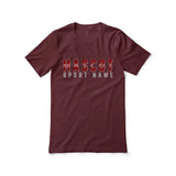 Custom School Spirit Shirt With Mascot and Sport With Striped Text Design on a Unisex T-Shirt