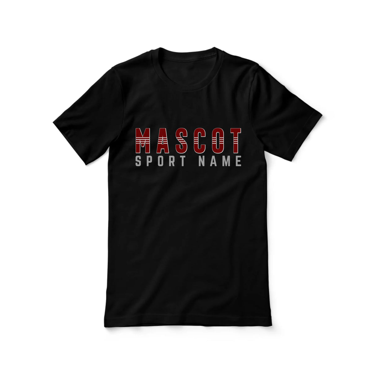 Custom School Spirit Shirt With Mascot and Sport With Striped Text Design on a Unisex T-Shirt