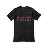 Custom School Spirit Shirt With Mascot and Sport With Striped Text Design on a Unisex T-Shirt