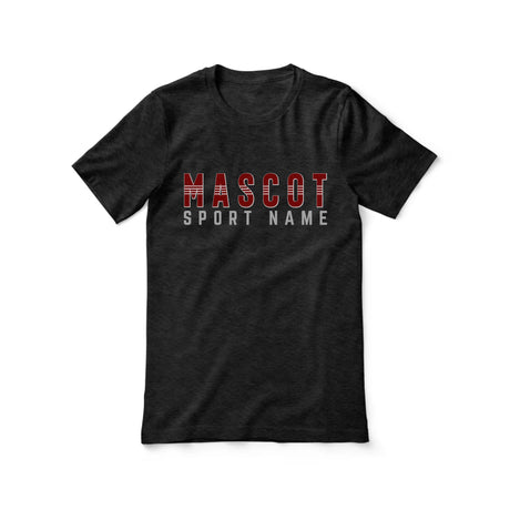 Custom School Spirit Shirt With Mascot and Sport With Striped Text Design on a Unisex T-Shirt