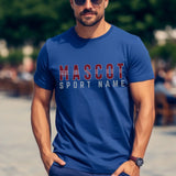 Custom School Spirit Shirt With Mascot and Sport With Striped Text Design on a Unisex T-Shirt