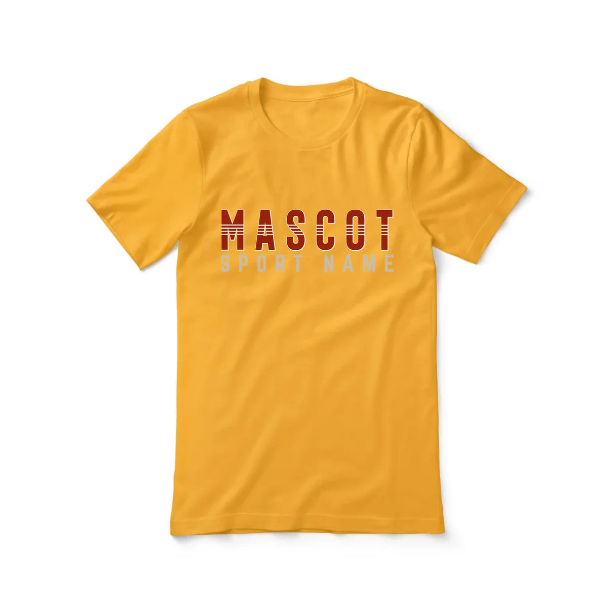 Custom School Spirit Shirt With Mascot and Sport With Striped Text Design on a Unisex T-Shirt