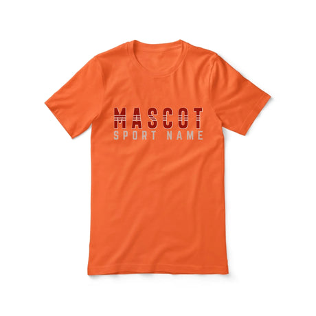 Custom School Spirit Shirt With Mascot and Sport With Striped Text Design on a Unisex T-Shirt