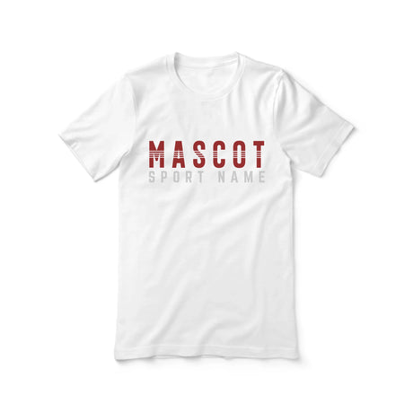 Custom School Spirit Shirt With Mascot and Sport With Striped Text Design on a Unisex T-Shirt